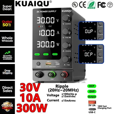 Produktbild von Labornetzgerät AC-DC - Regelbares Netzteil 30V 10A 300W - Eingang 220V - Ausgang 0-30V 0-10A - Einzelausgang - Upgrade-Version