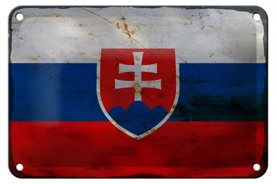 Produktbild von Blechschild Flagge Slowakei 18x12cm Flag of Slovakia Rost Dekoration