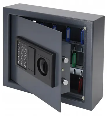 Zdjęcie produktu dla Sejf Na Klucze | Z Zamkiem Elektronicznym| Antracyt| 30 Haczyków
