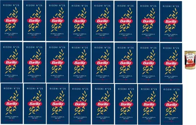 Produktbild von Barilla Risoni N.26 – 24×500 g Suppenpasta aus Hartweizengrieß, reisförmig für Brühen & Minestrone, al dente in 10 Min., authentisch italienisch + Italian Gourmet polpa
