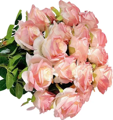 Produktbild von 12 Stück künstliche Rosenblüten, realistisch aussehende, leuchtende Farben, lichtecht, Kunstrosen, Blumenstrauß, Hochzeitsdekoration