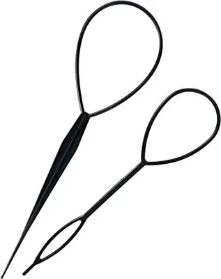 Produktbild von Sulularpek Hair Tail Twister, Pack 2 Breckwerkswerkzeug, französische Schnelle Spiral DIY Styling Aid Tool Frauen, Mädchen (Schwarz)