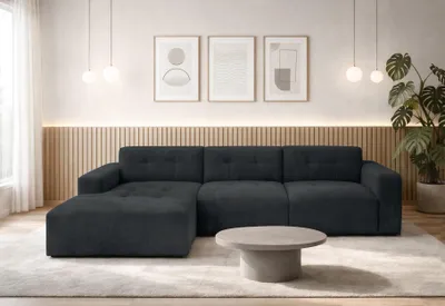 Image de AX LIVING Canapé d'angle en L Corlu, anthracite, pour salon, 310 G