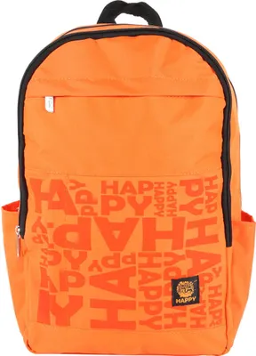 Produktbild von Biggdesign Moods Up Happy Rucksack, Geräumiger Schulrucksack, Tagesrucksack, Für Jeden Anlass, Uni, Arbeit, Wandern, Wasserdicht, Uni, 15 L, Orange
