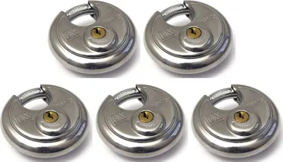 Produktbild von 5 x Rundes Vorhängeschloss 70 mm - Gleichschliessend - mit 10 Schlüssel