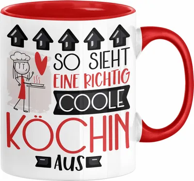 Produktbild von Köchin Geschenk Tasse Lustig Geschenkidee für Köchin Geburtstag So Sieht Eine Richtig Coole Köchin Aus Frauen Spruch (Rot)