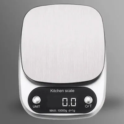 Produktbild von Digitale Küchenwaage aus Edelstahl, 10 kg, 1-g-Schritte, LCD-Display mit Hintergrundbeleuchtung