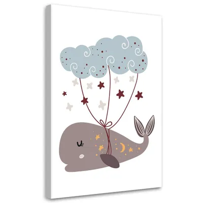 Produktbild von Leinwandbild wal und wolke boho 70x100 cm Feeby beige wandbild bereit zum aufhängen