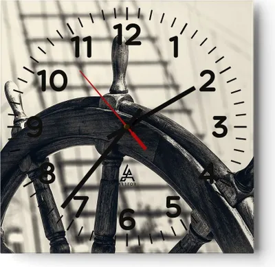 Produktbild von Wanduhr - Quadrat - Glasuhr - Rad Boot Schiff Reise - 40x40cm - Schleichendes Uhrwerk - Lautlos - zum Aufhängen bereit - Dekoration Modern - Wanddekoration aus Glas - C4AC40x40-2892