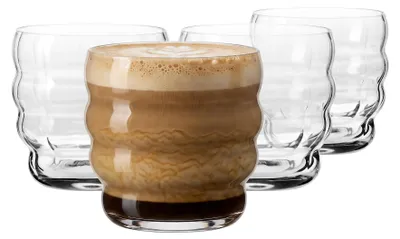 Zdjęcie produktu dla Zestaw 4 szklanek KROSNO do kawy, idealnych do latte, cappuccino i flat white, pojemność 330 ml, kolekcja