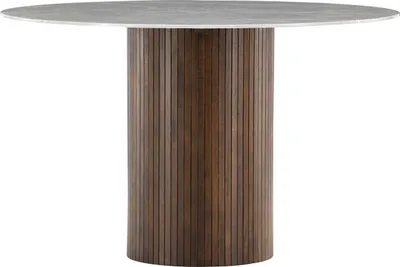 Immagine prodotto di FURNLUX Tavolo da pranzo Haron Marble Grey Und Walnut 120cm / Hauptfarbe: Braun / Dimensioni: 120 x 120 x 74 cm