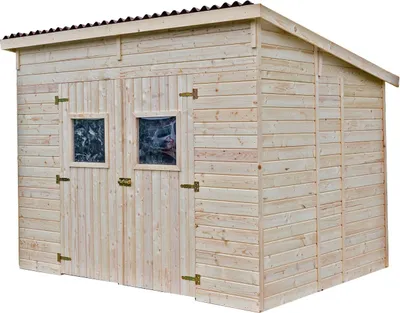 Image de Abri Candela Mono Pente – Épicéa Massif 16 mm – Plaques Ondulées Bitumées – Sans Plancher