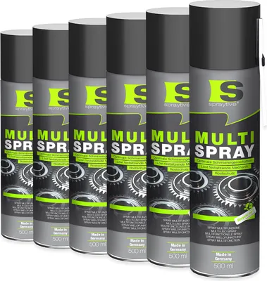 Produktbild von Spraytive 6x 500ml Multi Spray – 5-in-1 Kriechöl & Multifunktionsöl – Rostlöser, Schmiermittel, Kontaktspray & Allzwecköl