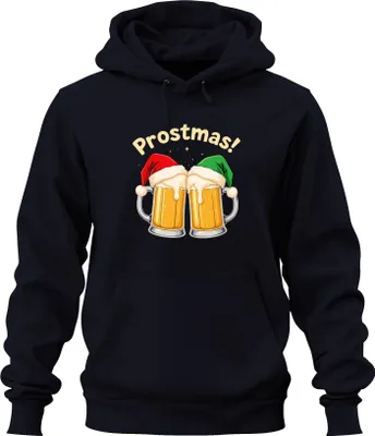 Produktbild von Prostmas Bierkrug Bier Weihnachten lustig Geschenk Party Vintage Uni Hoodie Kapuzenpullover, Navy, L