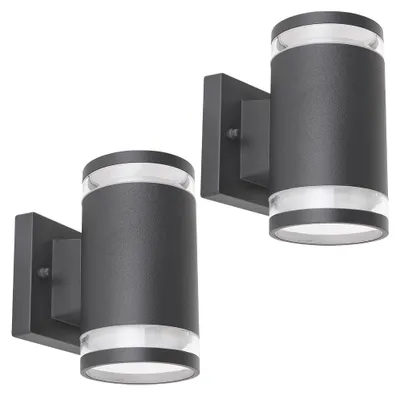 Produktbild von 2x Außen Wandleuchte, Aluminium anthrazit, Glas, H 16,5 cm