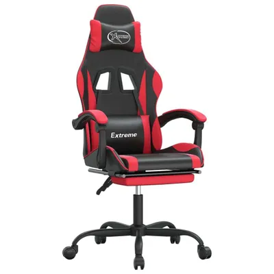 Produktbild von vidaXL Gaming-Stuhl mit Fußstütze Drehbar Schwarz & Rot Kunstleder
