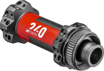 Image de Moyeu avant DT Swiss '240 MTB DB' Straightpull, 110 mm / 15 mm TA Boost, 28 trous, CL, noir/rouge