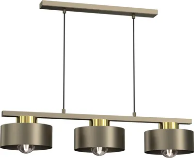 Zdjęcie produktu dla Lampa wisząca tytanowa złota listwa 3 klosze z elementami złoty połysk Marti 3xE27 15W Luminex