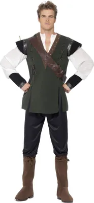 Produktbild von Smiffys - Kostüm ‘” ´´Robin Hood´“ - Herren SM2993 (M) (Grün/Braun/Schwarz)