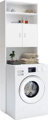 Immagine prodotto di Casaria Mobile per Lavatrice Mobiletto da Bagno Armadio 3 Mensole 2 Ante 185x63x20cm Corridoio