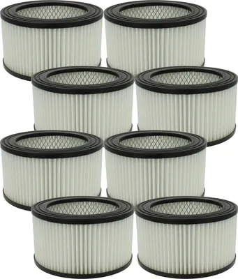 Produktbild von vhbw 8x Faltenfilter kompatibel mit Trendline 18L, 20L Aschesauger - Patronenfilter Schwarz Weiß Abwaschbar