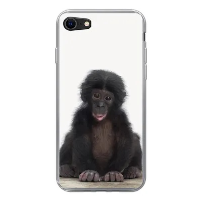 Produktbild von MuchoWow® Handyhülle Schutzhülle Hülle für iPhone 8 Kind - Affe - Schimpanse - Babytiere - Jungen - Mädchen Silikon Softcase Handy Hülle - Schutzhaube