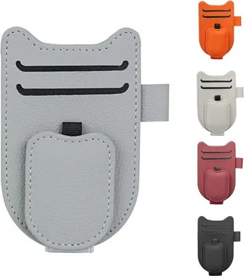 Produktbild von Multifunktionale Leder-Sonnenbrillenhalter mit Aufklappfunktion (Grau)