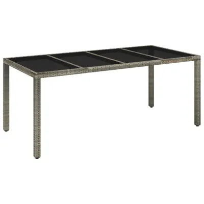 Produktbild von vidaXL Gartentisch mit Glasplatte Grau 190x90x75 cm Poly Rattan