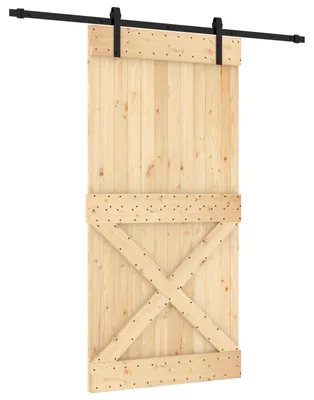 Produktbild von Schiebetür Natürlich und Schwarz 100 x 210 cm Massivkiefer