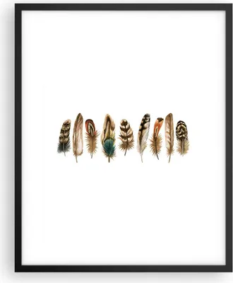 Produktbild von Gerahmtes Poster - Schwarzer Rahmen - Weiß Hintergrund Federn - 40x50 cm - Wand Bild - Wanddeko - Wandbilder - Kunstposter - Wandposter - Bilderrahmen - Bilder - Kunstdruck - P2BPA40x50-4419