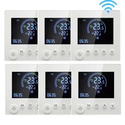 Zdjęcie produktu dla 6X Inteligentny termostat Tuya WiFi 3A Ogrzewanie wody Termostat pokojowy Ogrzewanie podłogowe Programowalny wyświetlacz LCD Termometr wewnętrzny, sterowanie głosowe Amazon Google Home