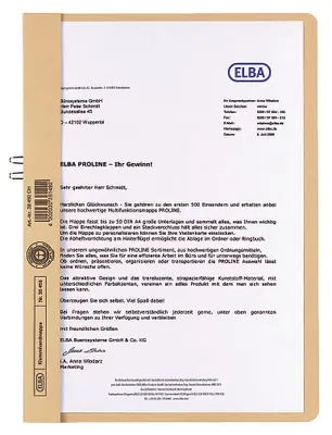 Produktbild von Elba 400001022 Klemmhandmappe ohne Deckel - A4, 10 Blatt, Manilakarton (RC), chamois