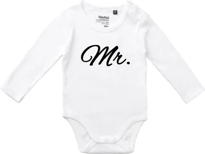 Produktbild von Huuraa Baby Body Mr. Schriftzug 74 White  Baumwolle Fairtrade Langarmbody Geschenkidee