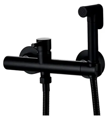 Produktbild von Bidet-Sprühset für das Badezimmer, mattschwarz und verchromt, Wand-Bidet-Wasserhahn aus massivem Messing für Heiß- und Kaltmischer