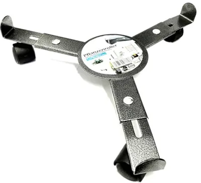 Verstellbarer Metallpflanzenroller mit 3 Rädern, rund, Ø 25-30 cm