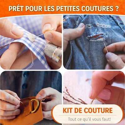 Image de Kit de Couture – 12 Fils Colorés, 10 Aiguilles & Outil de Mesure