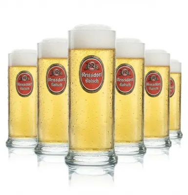 Produktbild von 6x Reissdorf Bier Glas 0,3l Kölsch Stange Becher Gläser Köln Kölschglas Brauer
