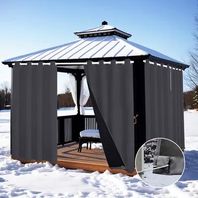 Image de （132*244cm,Gris foncé）Rideau de porte thermique Rideau insonorisant lourd étanche au vent Protection isolée contre le froid, protection contre les UV, rideau étanche à l'eau,Tissu Oxford avec polyester-coton
