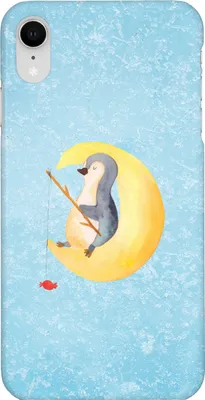 Produktbild von Mr. & Mrs. Panda Iphone XR Handyhülle Pinguin Mond - Eisblau - Geschenk, Erschöpft, Handy Case, Spruch, Premium Kunststoff, Süßigkeiten, Pinguine, schlafen