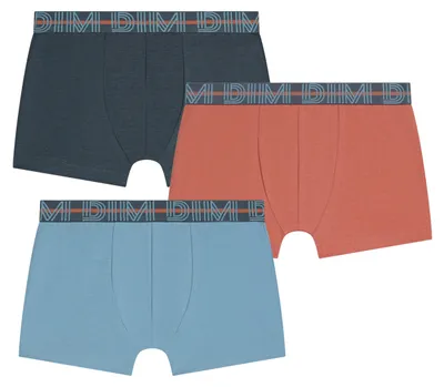 Zdjęcie produktu dla DIM Garçon – Bokserki Ecodim z bawełny stretch, 3 sztuki | Pas z logo, wygodny i elastyczny |