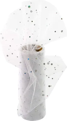 Produktbild von Tüll 15cm mit Glitzer Punkten, 9 Meter, Farbauswahl:weiß 029