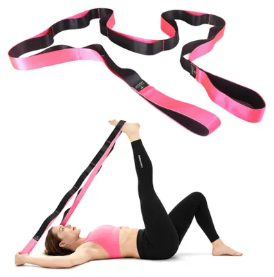 Imagen del producto de Bandas de yoga con 12 bucles, banda elástica para mejorar la flexibilidad, pilates y fisioterapia