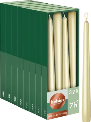 Produktbild von Bolsius 32er Set glatte Spitzkerzen, 24.5cm, silber