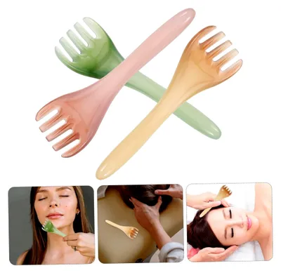 Produktbild von Harz Massagekamm Set mit 3 Stück für Kopfhautmassagen – Tragbares Massagegerät für den täglichen Gebrauch und auf Reisen