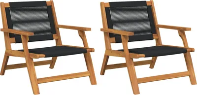 Produktbild von Möbel Gartenstühle 2 Stk. Schwarz 67x77x73 cm Massivholz Akazie - Gartenstühle 367831