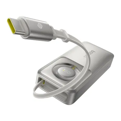 Immagine prodotto di Baseus Powerbank Free2Pull 10000mAh 30W con porta USB-C e cavo USB-C retrattile - grigio