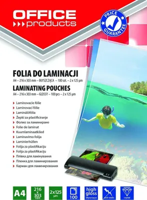 Obrázok produktu pre Folia do laminowania A4 błyszcząca 2 x 125 mikronów 100 sztuk