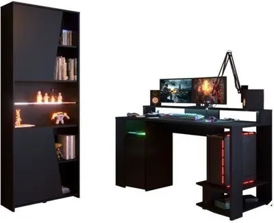 Produktbild von Parisot Gamertisch mit Regal & LED-Beleuchtung