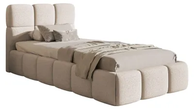 Produktbild von Selsey Cloudy – Polsterbett 90x200 cm, Bettkasten & Lattenrost, Chenille Hellbeige
