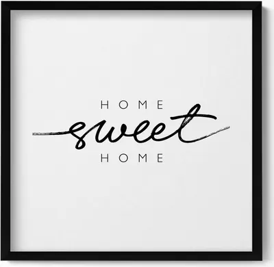 Produktbild von Dekoratives Schild für Ihr Zuhause „Home, sweet home“– Wandbild mit Rahmen – Gerahmtes Bild  – Wanddekoration – 50x50 cm –  Schwarz Rahmen